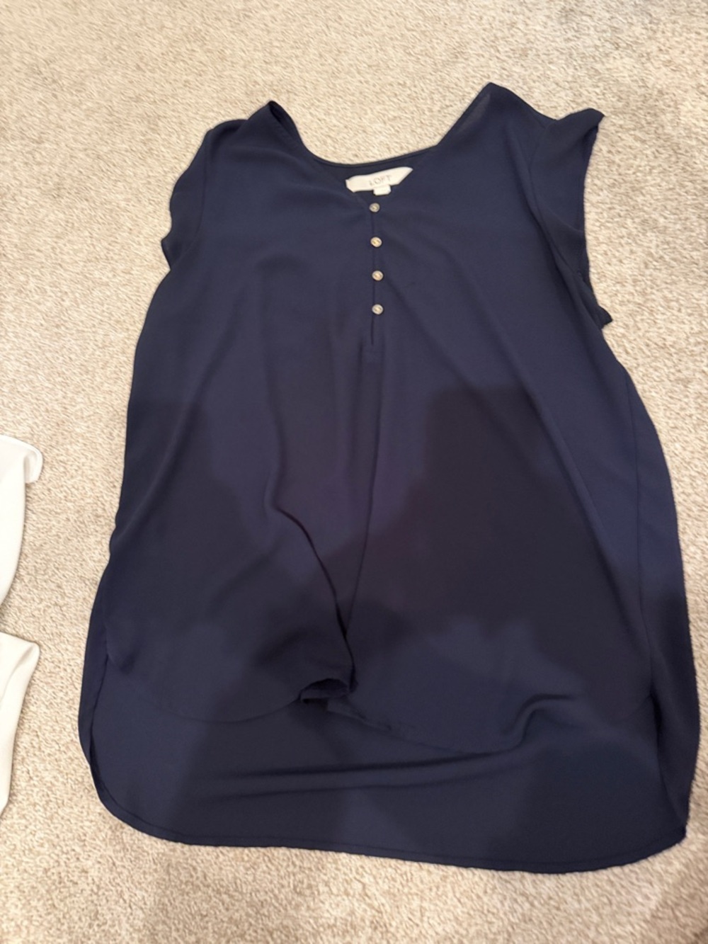 LOFT Navy Sleeveless Henley Button Front Camisole